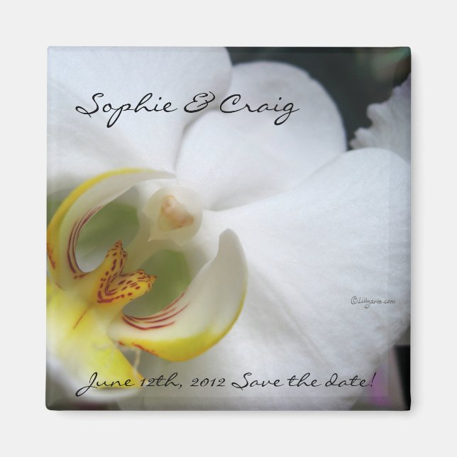 Orchid Save the Date Magnets For Weddings (Front)