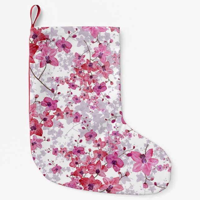 Orchid: singular red beauty. small christmas stocking (Front)