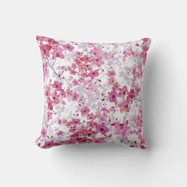 Orchid: singular red beauty. throw pillow (Front)