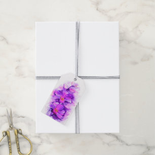 Orchid stylised purple named wedding gift tag
