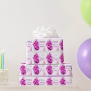 Orchid stylised purple pink named wedding wrap wrapping paper