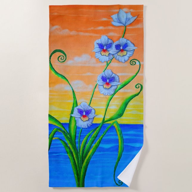 Orchid Sunset  Beach Towel (Front)