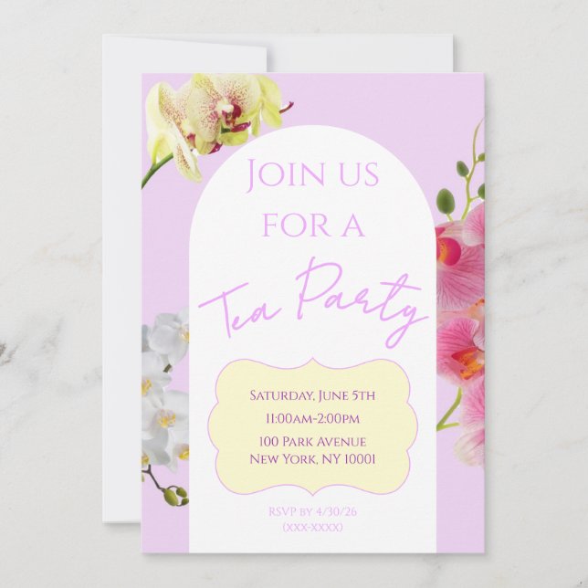 Orchid Tea Party Invitation (Front)