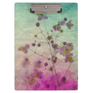 Orchid teal and purple floral script texture look clipboard