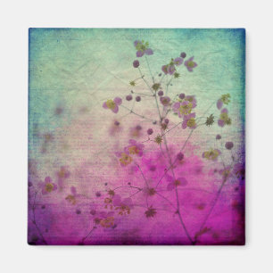 Orchid teal purple floral and script magnet
