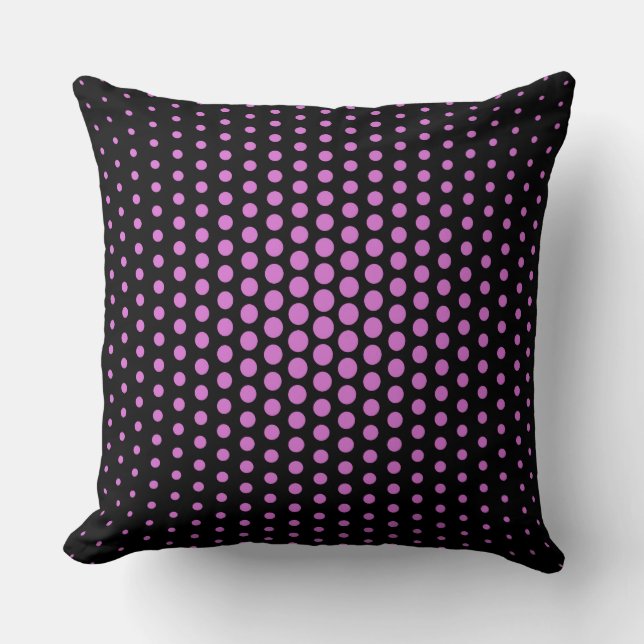 Orchid Techno Dots Modern Black Throw Pillow (Front)