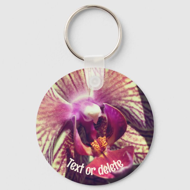 Orchid Up Close Flower Personalized Keychain (Back)