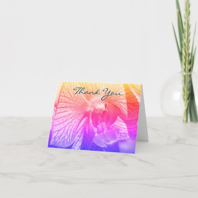 Orchid Up Close Rainbow Flower Thank You Card (Front)