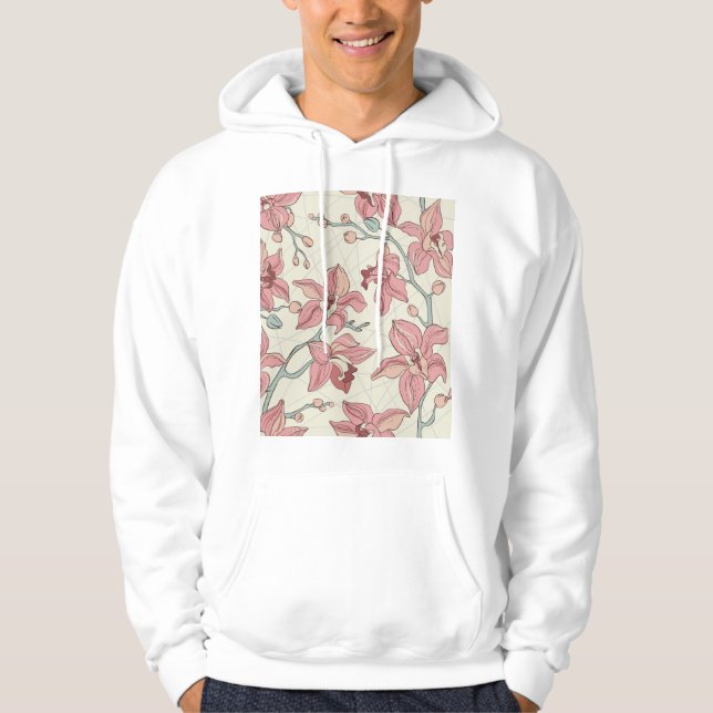 Orchid Vintage Pattern: Elegant Paper Hoodie (Front)