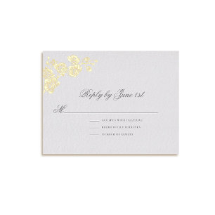 Orchid Vows Ivory Formal Classic Wedding Reply 2 Foil Holiday Postcard