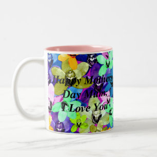 Orchid Water Colour Mothers Day Mug, Two-Tone Coffee Mug