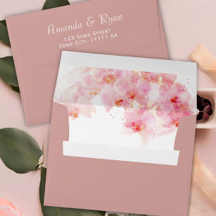 Orchid Watercolor Flower Floral Wedding Envelope