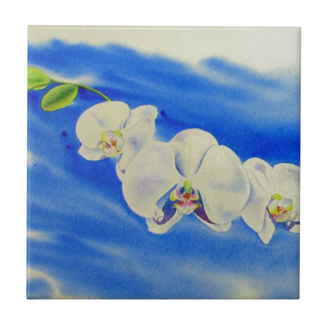Orchid Watercolor painting, breeze, Clouds Tile (Front)