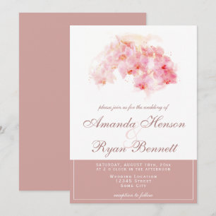 Orchid Watercolor Terracotta Flower Floral Wedding Invitation
