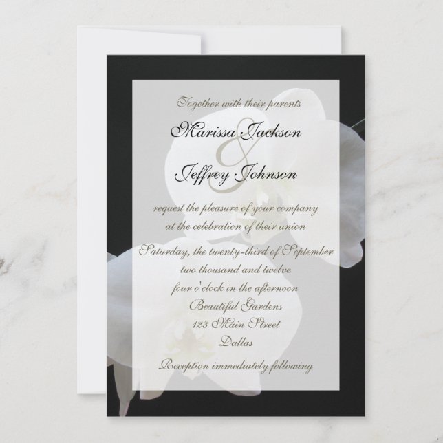 Orchid Wedding Invitation -- White Orchids (Front)