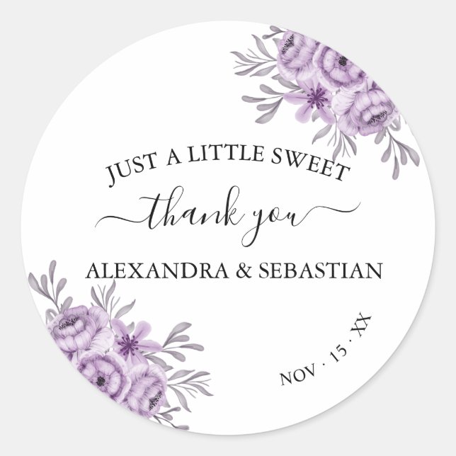 Orchid Wedding Thank You Classic Round Sticker (Front)