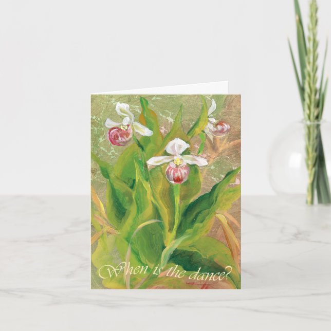 Orchid When is the dance? Note Card (Front)