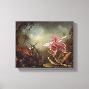 Orchid with Two Hummingbirds by Martin Heade Canvas Print