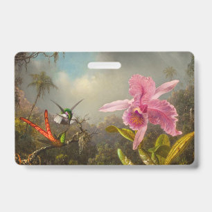Orchid with Two Hummingbirds Heade Badge