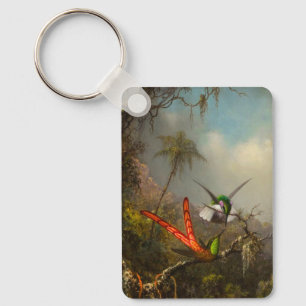 Orchid with Two Hummingbirds Heade Keychain