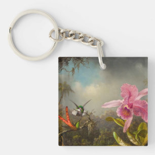 Orchid with Two Hummingbirds Heade Keychain