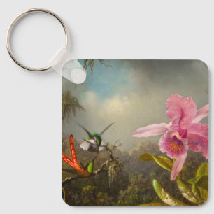 Orchid with Two Hummingbirds Heade Keychain
