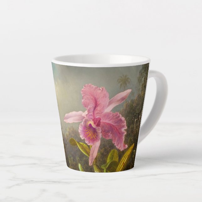 Orchid with Two Hummingbirds Heade Latte Mug (Right Angle)