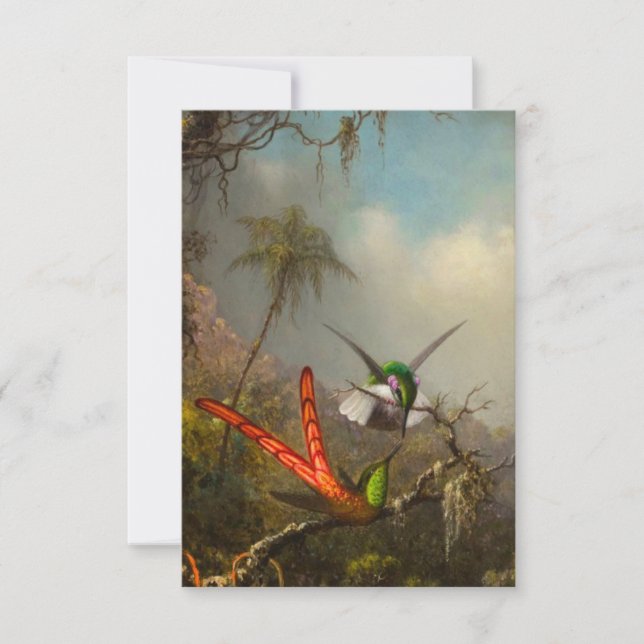 Orchid with Two Hummingbirds Heade RSVP Card (Front)