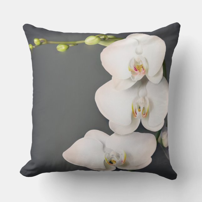 Orchidaceae (white orchids ) throw pillow (Front)