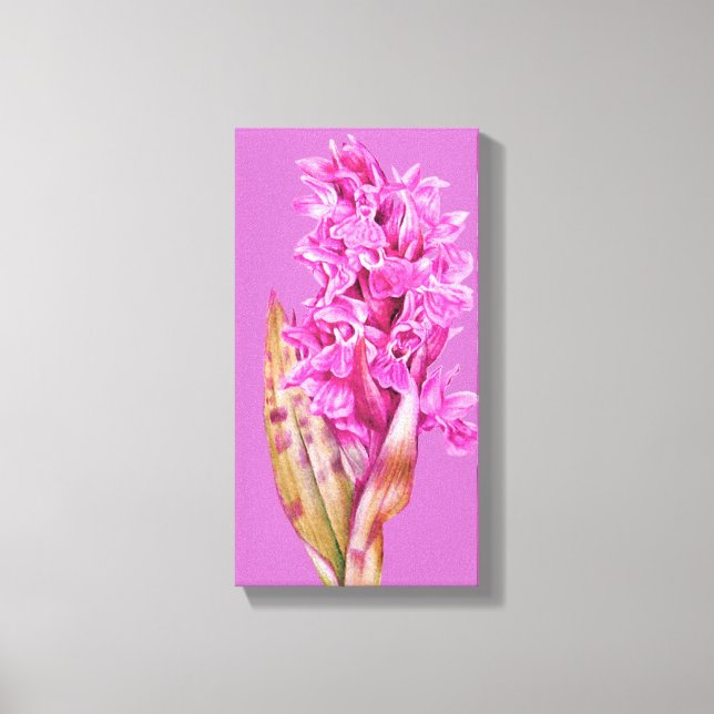 Orchidée art fleur violet toile rose imprimé (Recto)