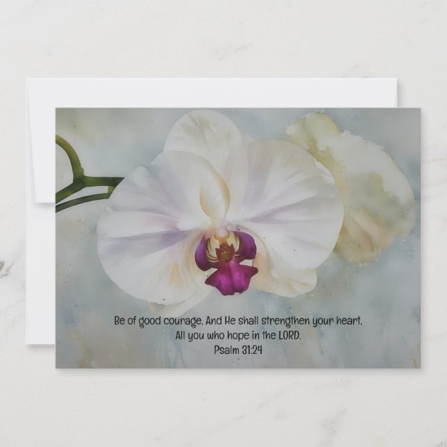 Orchidée Bible Verse Flat Note Carte (Devant)