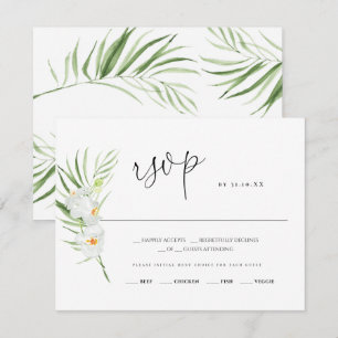 Orchidée blanche   Carte de réponse Mariage RSVP