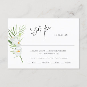 Orchidée blanche   Carte de réponse Mariage RSVP