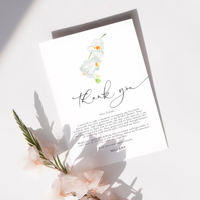 Orchidée blanche | Fête des mariées Merci carte de (Créateur téléchargé)