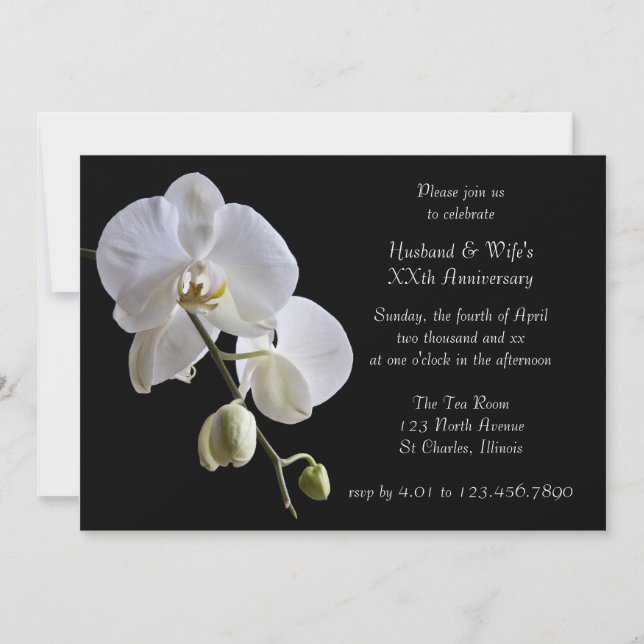 Orchidée blanche sur invitation de la fête de l'an (Devant)