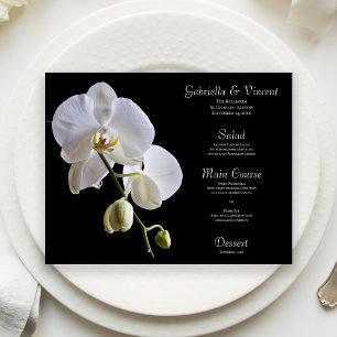 Orchidée blanche sur le menu Mariage noir