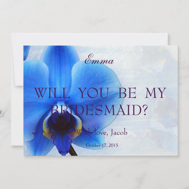 Orchidée Bleue Serez-Vous Mon Invitation D'Épouse (Devant)