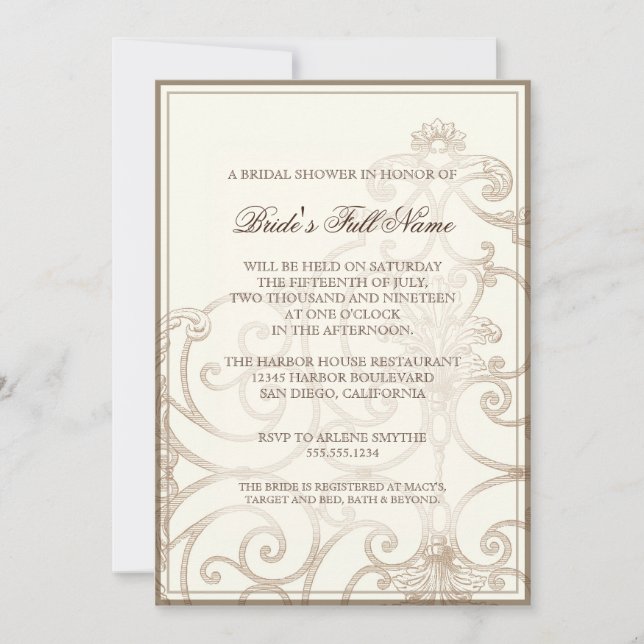 Orchidée de Cattleya taupe brun - Invitation Fête  (Devant)