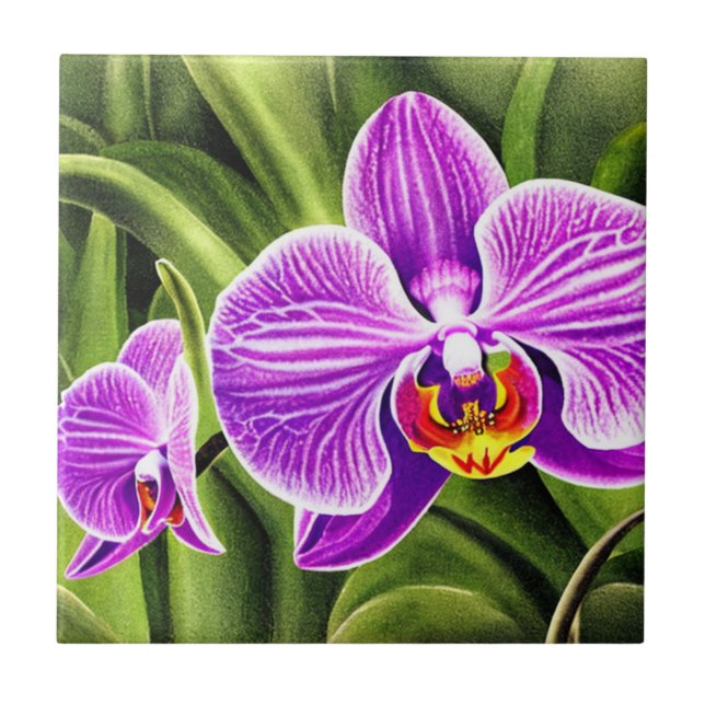 Orchidée Fleur Décor Carreaux de céramique Florale (Devant)