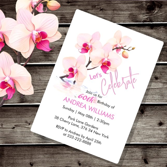 Orchidée fleurs 60e anniversaire Invitation (Créateur téléchargé)