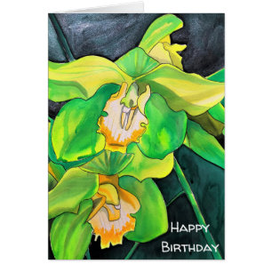 Orchidée fleurs vert et jaune art