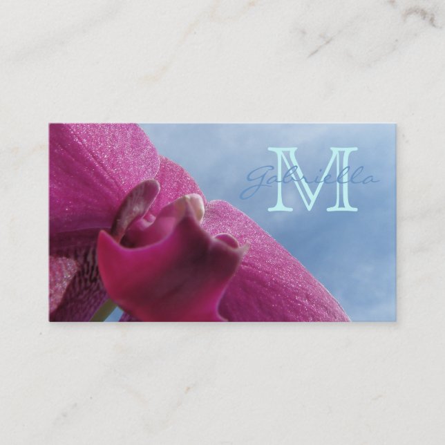 Orchidée rose : Cartes de visite de monogramme (Devant)