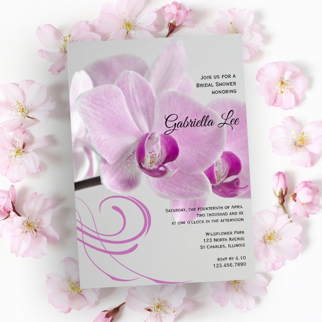 Orchidée rose Élégance Nuptiale Douche Invitation (Créateur téléchargé)