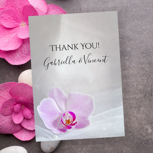 Orchidée rose et Voile Mariage plat Merci Notes (Créateur téléchargé)