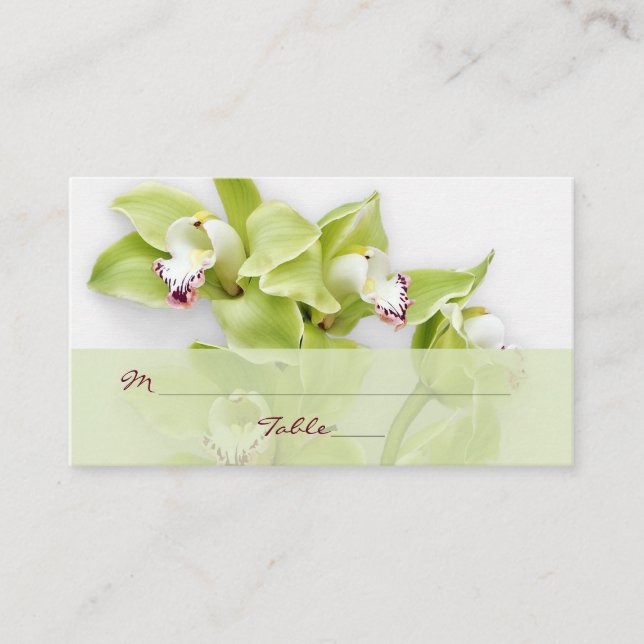 Orchidée verte Cymbidium Florale Mariage Cartes de (Devant)