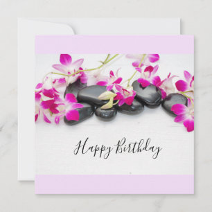 Orchidée violette avec carte d'anniversaire en pie