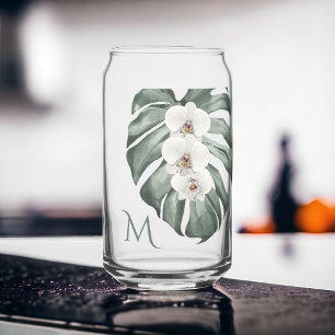 Orchidées blanches tropicales avec Monogramme init