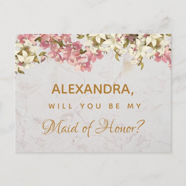 Orchidées de marbre floral Maid of Honor Carte pos (Devant)