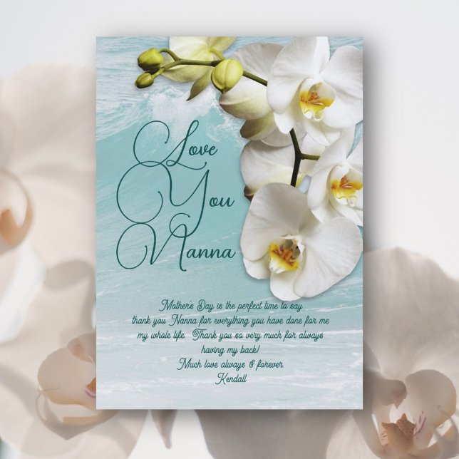 Orchidées Fête des mères Nanna Message Cartes magn (Créateur téléchargé)