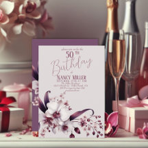 Orchidées Fleurs 50e anniversaire Invitation
